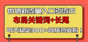 微信新流量入口引流术，布局关键词+长尾，每天稳定300+高质创业粉！-E网资源