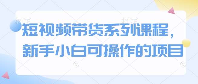 短视频带货系列课程，新手小白可操作的项目-E网资源