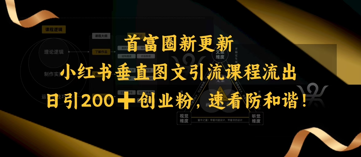 小红书垂直图文引流课程流出，日引200+创业粉，速看防和谐-E网资源