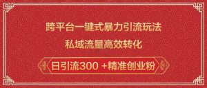 跨平台一键式暴力引流玩法，私域流量高效转化日引流300 +精准创业粉-E网资源