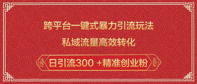 跨平台一键式暴力引流玩法，私域流量高效转化日引流300 +精准创业粉-E网资源