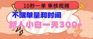 10秒一单，审核视频 ，不限单量时间，新人小白一天300+-E网资源