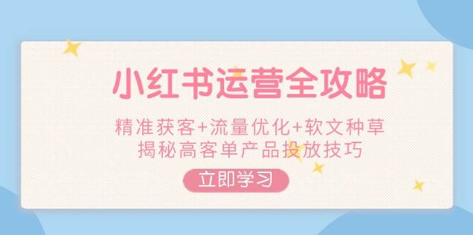 小红书运营全攻略，精准获客+流量优化+软文种草，揭秘高客单产品投放技巧-E网资源