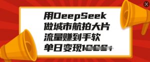 用DeepSeek做城市航拍大片，流量赚到手软，单日变现多张-E网资源