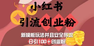 小红书引流创业粉,新模板玩法并且安全导流,日引100+创业粉-E网资源