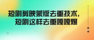 短剧剪映蒙版去重技术，短剧这样去重嘎嘎爆-E网资源