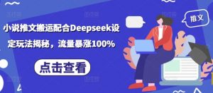 小说推文搬运配合Deepseek设定玩法揭秘，流量暴涨100%-E网资源