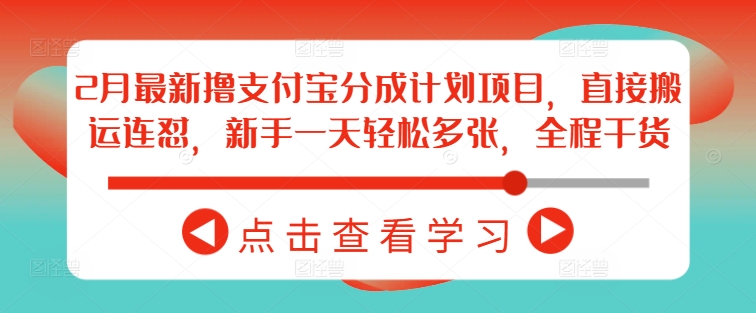 2月最新撸支付宝分成计划项目，直接搬运连怼，新手一天轻松多张，全程干货-E网资源