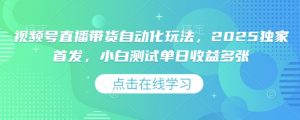 视频号直播带货自动化玩法，2025独家首发，小白测试单日收益多张【揭秘】-E网资源