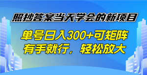 照抄答案当天学会的新项目，单号日入300 +可矩阵，有手就行，轻松放大-E网资源