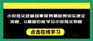 小说推文短篇故事混剪最新剪辑实操全流程，0基础也能学会小说推文教程，肯干多发日入多张-E网资源