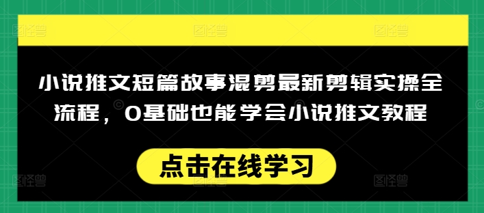 小说推文短篇故事混剪最新剪辑实操全流程，0基础也能学会小说推文教程，肯干多发日入多张-E网资源