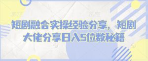 短剧融合实操经验分享，短剧大佬分享日入5位数秘籍-E网资源