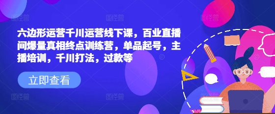 六边形运营千川运营线下课，百业直播间爆量真相终点训练营，单品起号，主播培训，千川打法，过款等-E网资源