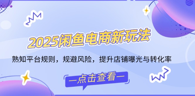 2025闲鱼电商新玩法，熟知平台规则，规避风险，提升店铺曝光与转化率-E网资源