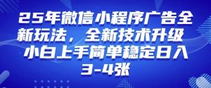 2025年微信小程序最新玩法纯小白易上手,稳定日入多张,技术全新升级【揭秘】-E网资源