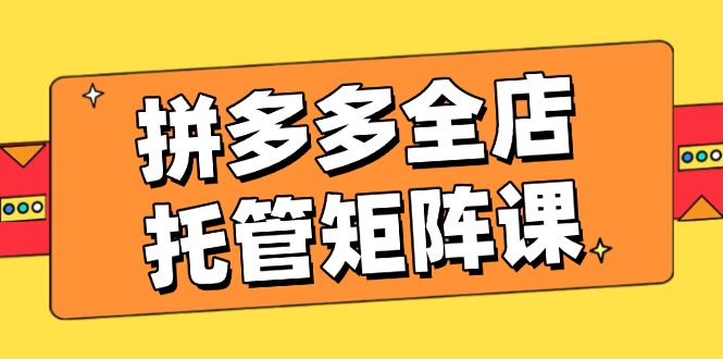 拼多多全店托管矩阵课,盈利动销玩法,高效计划设置,提升店铺效益-E网资源