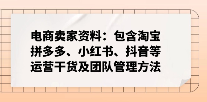 电商卖家资料：包含淘宝、拼多多、小红书、抖音等运营干货及团队管理方法-E网资源