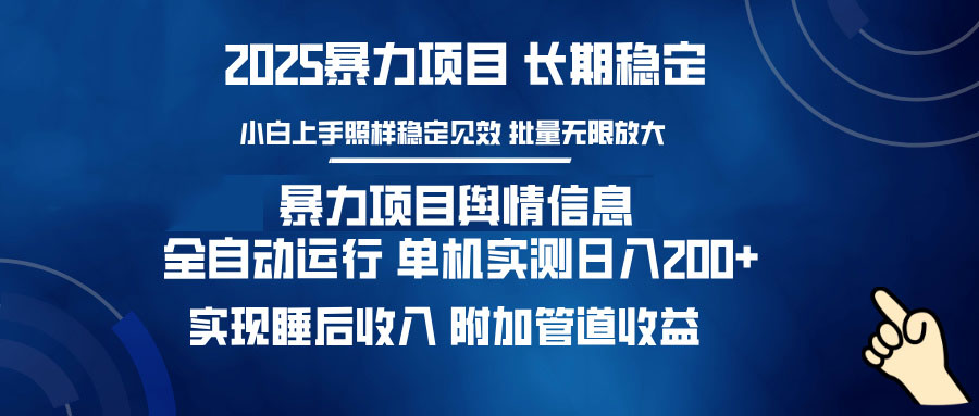 暴力项目舆情信息：多平台全自动运行 单机日入200+ 实现睡后收入-E网资源