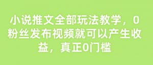 小说推文全部玩法教学，0粉丝发布视频就可以产生收益，真正0门槛-E网资源