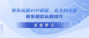 京东运营VIP课程，最全的全能京东爆款运营技巧-E网资源