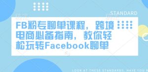 FB粉专聊单课程，跨境电商必备指南，教你轻松玩转Facebook聊单-E网资源
