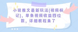 小说推文最新玩法(视频标记)，单条视频收益四位数，详细教程来了-E网资源