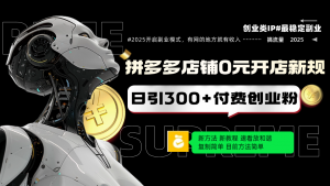 拼多多店铺0元开店新规，日引300+付费创业粉，目前方法简单复制粘贴可矩阵-E网资源