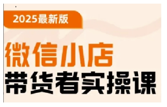 2025最新版微信小店带货者实操课，基础操作到高级运营技巧，快速上手-E网资源