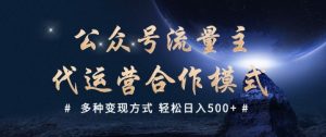 公众号流量主代运营  多种变现方式 轻松日入5张【揭秘】-E网资源