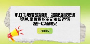 小红书电商流量课：揭秘流量来源渠道,掌握爆款笔记推流逻辑,提升店铺曝光-E网资源