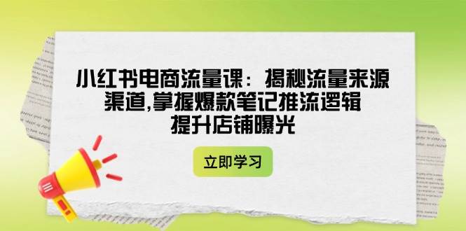 小红书电商流量课：揭秘流量来源渠道,掌握爆款笔记推流逻辑,提升店铺曝光-E网资源