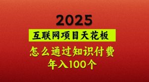 2025项目天花板，普通怎么通过知识付费翻身，年入百个【揭秘】-E网资源