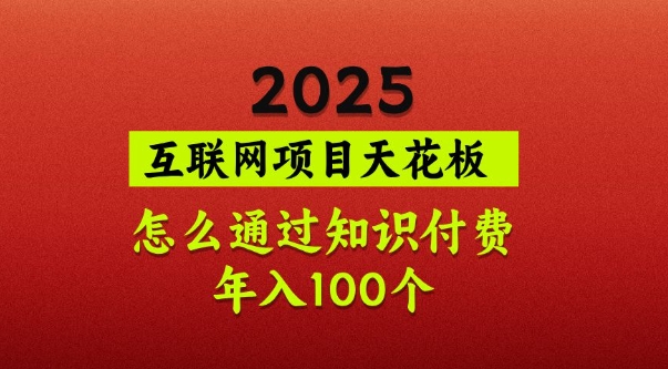 2025项目天花板，普通怎么通过知识付费翻身，年入百个【揭秘】-E网资源