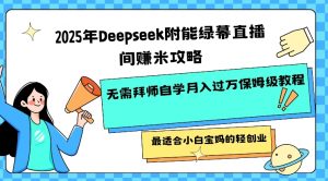 2025年Deepseek附能绿幕直播间挣米攻略无需拜师自学月入过W保姆级教程，最适合小白宝妈的轻创业-E网资源