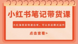 小红书笔记带货课，大红海类目快速出单，市场大，可以多店模式运作-E网资源