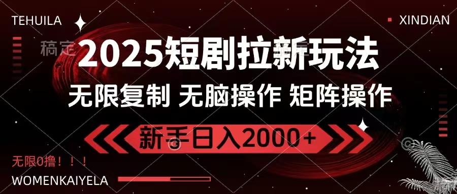 2025短剧拉新玩法，无需注册登录，无限0撸，无脑批量操作日入2000+-E网资源