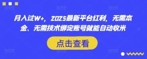 月入过W+，2025最新平台红利，无需本金、无需技术绑定账号就能自动收米-E网资源