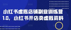 小红书虚拟店铺副业训练营1.0，小红书开店卖虚拟资料-E网资源