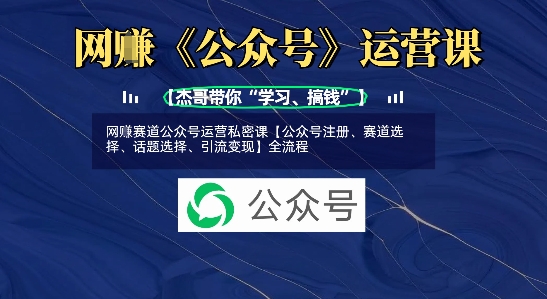 网创赛道公众号运营私密课【公众号注册、赛道选择、话题选择、引流变现】全流程-E网资源