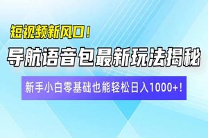 短视频新风口！导航语音包最新玩法揭秘，新手小白零基础也能轻松日入10...-E网资源
