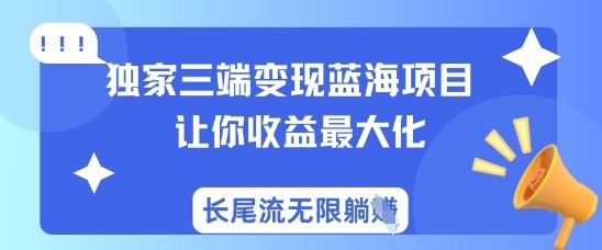 独家三端变现蓝海项目,让你收益最大化,长尾流无限躺挣-E网资源