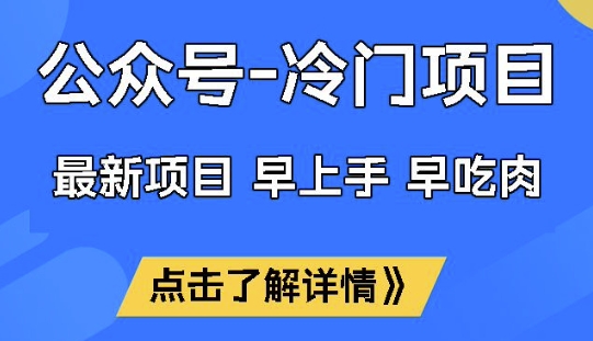 公众号冷门赛道，早上手早吃肉，单月轻松稳定变现1W【揭秘】-E网资源