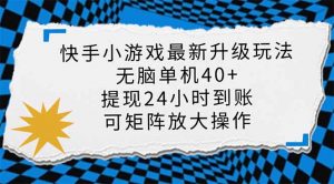 快手小游戏最新版升级玩法，新风口，无脑单机日入40+，可批量放大，小...-E网资源