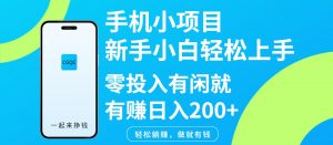 手机小项目新手小白轻松上手零投入有闲就有赚日入200+-E网资源