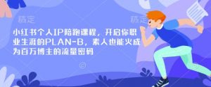 小红书个人IP陪跑课程，开启你职业生涯的PLAN-B，素人也能火成为百万博主的流量密码-E网资源