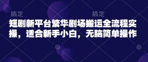 短剧新平台繁华剧场搬运全流程实操，适合新手小白，无脑简单操作-E网资源