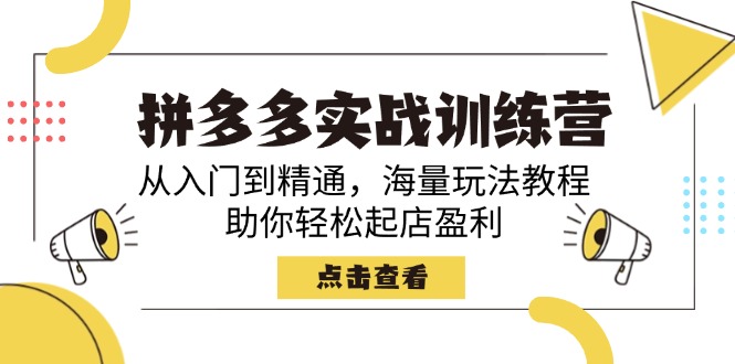拼多多实战训练营,从入门到精通,海量玩法教程,助你轻松起店盈利-E网资源