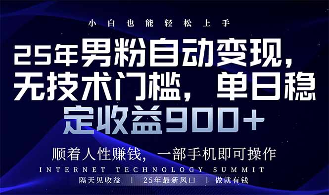 25年男粉自动变现，小白轻松上手，日入900+-E网资源