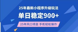 25年3月最新小程序升级玩法，单日稳定收益数张，风口项目，一个手机轻松操作【揭秘】-E网资源